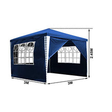 Wolketon 3 x 3 m Gazebo stabile per feste, gazebo con 3 finestre e 1 porta con cerniera terrazza, blu