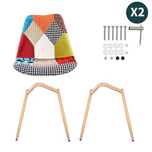 VADIM Set di 2 Sedie da Pranzo Scandinave, Sedie da Cucina Imbottite in Tessuto Patchwork, Sedie Design Solido con Gambe in Metallo, Rovere Imitazione¡­