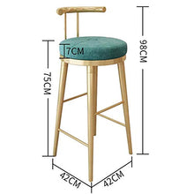 TRGCJGH Sgabello da Bar in Flanella Dorata Sgabello Alto in Ferro Battuto in Stile Minimalista Moderno con Schienale Comodo Cuscino,A
