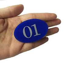 Targhetta con numero dotata di nastro adesivo, per armadietto e porta, colore blu, numeri da 01 a 50