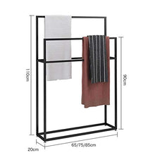 EEUK Porta Salviette Bagno da Terra, Portasciugamani 2 Bracci, Moderno Porta Salviette per Asciugamani o Accappatoi, Metallo Cromato, Nero