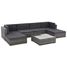 vidaXL Divani Set da Giardino 19pz in Polyrattan Grigio Salotto Canapè Esterno
