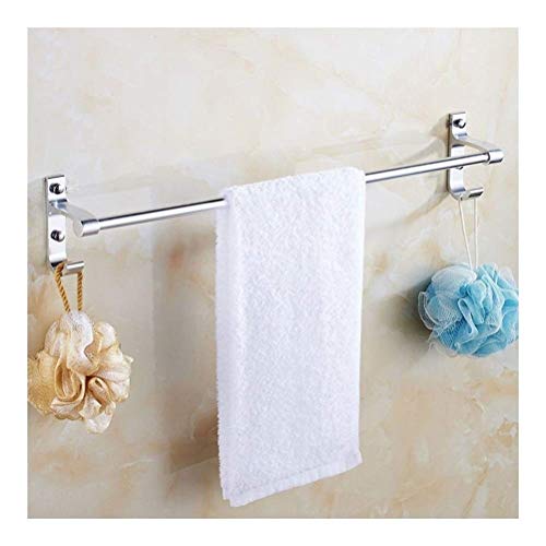 AGGF Portasciugamani Portasciugamani da Parete Portasciugamani Portasciugamani Singolo da 60 cm / 24 Pollici con Ganci Appendiabiti in Alluminio Accessorio da Bagno Rotondo AW D-20 (Dimensioni: p