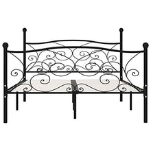 Tidyard Giroletto con Doghe Nero in Metallo 160x200 cm,Telaio Struttura per Letto Testiera