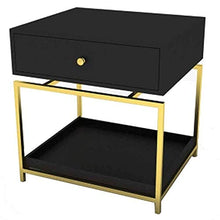 DYXYH Comodino, mensola d'oro cassetto nero Tabella finitura moderna Comodino laterale End con cassetto