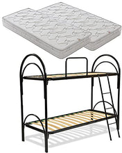 SARDAMATERASSI Letto a castello nero scomponibile + 2 reti a doghe misura 80x190 + 2 materassi memory 20 cm