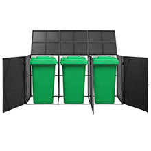 Oushome Copribidone Triplo Spazzatura Nero 229x78x120 cm in Polyrattan