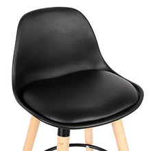 POPSPARK Set di 2 sgabelli da Bar, Gambe in Legno di faggio, Sedia da Bar Multicolore per Colazione in Cucina (Nero)