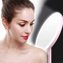 Specchio cosmetico, specchio per trucco da tavolo con ricarica USB con luce a LED e base di archiviazione per tavolo, bagno, viaggio