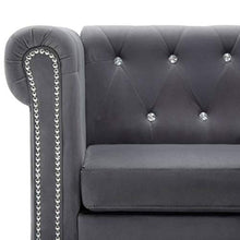 Festnight Set 2 pz Divani Chesterfield Rivestimento in Velluto Nero/Grigio/Blu/Verde per Soggiorno Ufficio e Salotto,Divano Chesterfield 2 Posti in Velluto,Divano Chesterfield 3 Posti in Velluto
