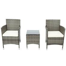 Belissy Set di mobili da giardino in rattan sintetico, poltrone da giardino moderne, mobili da balcone, set da 2 persone, 1 tavolo e 2 poltrone, set per balcone e terrazzo (rattan grigio)