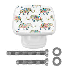 Set di 4 maniglie rotonde per armadio da cucina, credenza, cassettiera, cassettiera, con viti, per cucina, comò, armadietto, bagno, guardaroba, stile boho africano elefante sfondo bianco