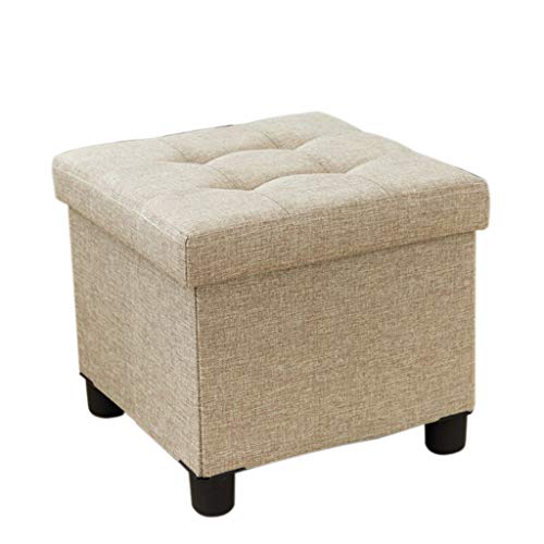 ZTCWS Lino Pieghevole di stoccaggio ottomano, Versatile Risparmiare Spazio Toy Box con Memory Foam Sedile 15 x 15 x 15 Pollici,C