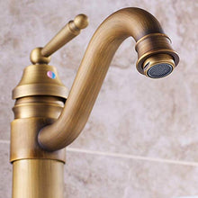 HYY-YY - Rubinetto antico per lavabo con miscelatore rotante in ottone massiccio monovasca, lavabo, lavandino con tubi caldi e freddi