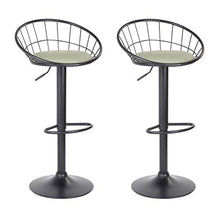 GOLDFAN Set di 2 Sgabelli da Bar Sedia da Cucina Altezza Regolabile Girevole a 360° con Schienale,Verde