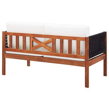 Tidyard Divano da Giardino per Esterno a 2 Posti in Massello d'Acacia con Cuscini Bianchi,Panca da Giardino per Esterno a 2 Posti in Legno 122 x 65 x 60 cm