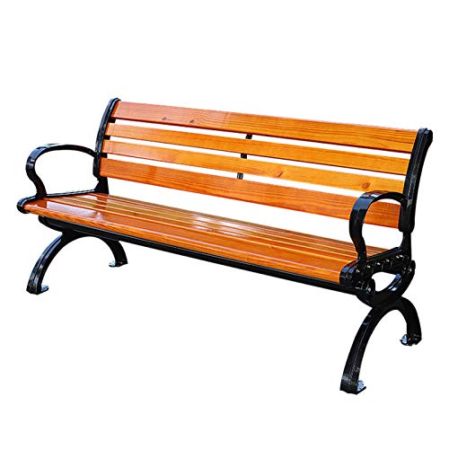 GUARD Panchina da Giardino All'aperto, Panchina 3 Posti Resistente alle Intemperie con/Senza Schienale, Struttura in Metallo Acciaio E Seduta in Legno Massello Anticorrosivo