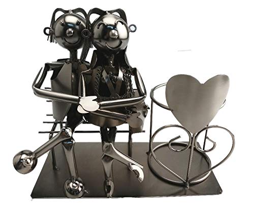 Ito electronics Porta bottiglie di vino con coppia su una panchina e cuore, ideale come regalo di matrimonio