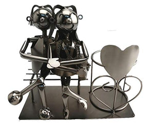 Ito electronics Porta bottiglie di vino con coppia su una panchina e cuore, ideale come regalo di matrimonio