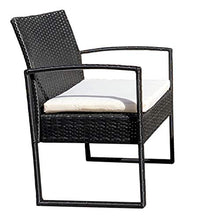 REDI GROUP Set da Giardino 2 Poltrone + Tavolino, Rattan Nero Intrecciato a Mano, Cuscini Ecrù, 3 Pz Mobili da Esterno per Balcone, Giardino, Bar, Ristorante