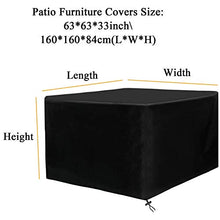 HSGAV Copertura per Mobili da Giardino Impermeabile Telo Copritavolo da Esterno Quadrato Copertura Tavolo Giardino Anti-UV 210D Oxford Copritavolo da Esterno, Nero,160 * 160 * 84cm
