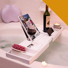 1yess Vasca da Bagno in Legno Top Shelf Semplice del Computer Portatile del Vassoio della Base con allungabile Arms sovrapposti Lavabo Stand Shampoo