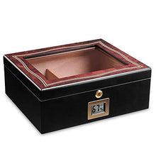 Cigar Box, Cigar Humidor Legno di Cedro Cigar Box Trasparente Tetto apribile Humidor Cigar Box Nero può Tenere 35 Alta qualità (Size : 29.5x24.7x11.2cm)