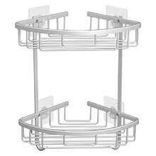 GERUIKE Scaffale da Doccia angolare Senza Foratura Scaffale da Bagno in Alluminio con Scatola portaoggetti con Gancio 2 Pezzi Argento