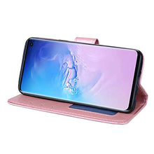 Saceebe Compatibile con Huawei P30 pro Custodia pelle Cover a libro Portafoglio Flip Case [Custodia in pelle goffrata Love con cordino] Farfalla diamante Anteriore e posteriore Cover,oro rosa