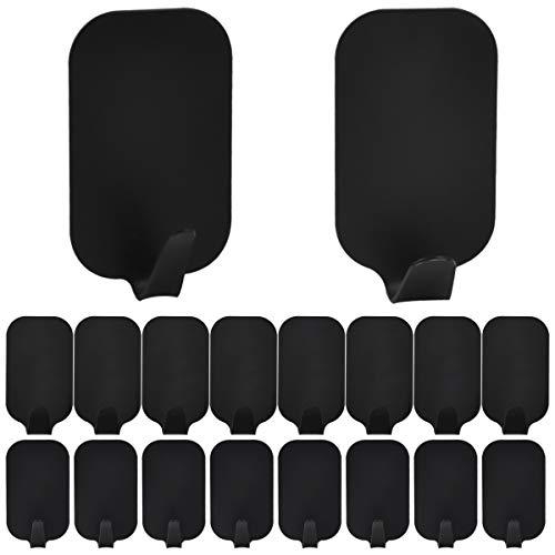 Chstarina 16 Pezzi Ganci Adesivi in Acciaio Inox, Gancio Appendiabiti, Ganci Portasciugamani, Gancio da Parete Impermeabile, Appendiabiti da Parete Autoadesivo per Bagno Cucina, Nero