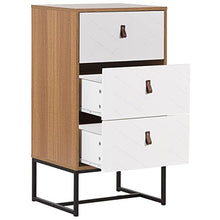 Beliani Cassettiera Legno Chiaro Gambe in Metallo Bianco Portaoggetti 91 x 49 cm
