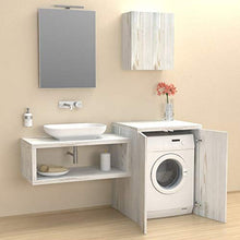 Ve.Ca. Mobile bagno coprilavatrice Stoccolma con ante, in legno, mensola lavabo + copri lavatrice/asciugatrice + lavabo, diversi colori, lavanderia bagno (Shabby chic)