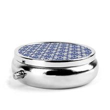 Scatola rotonda per medicina portatile, mini pillole in metallo, dispenser per pillole tascabili, borsa da viaggio, blu Delft Snow