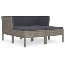 Tidyard Set 4 Pezzi Divani da Giardino Esterno con Cuscini in Polyrattan,Salotto da Giardino in Rattan,Mobili da Giardino in Rattan,Grigio