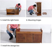 YANG Wooden Shoe Rack Imbottito Change Scarpe Panca Bagagli Petto poggiapiedi Guardaroba Dressing Table Sgabello ottomano Carico Massimo 250kg, 60x32.5x49cm