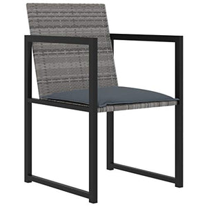 FAMIROSA Set da Pranzo da Giardino 9 pz con Cuscini in Polyrattan Grigio-3119