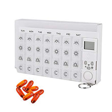 AMAZOM Portapillole con Allarme Elettronico Scatola per Pillole Portatile con 28 Scomparti Mensile in Bianco,Bianca