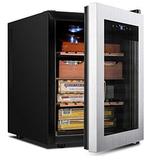 VIY Umidificatore per Sigari, Humidor con Ripiani in Legno di Cedro, 11-18 °C, Touch Display Digitale, 38 Db, Illuminazione A LED, 33L, 300 Sigari, Nero