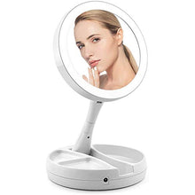 Belleashy Specchio Trucco 10X Ingrandimento Illuminato Doppio Lato Specchio Trucco LED Bagno Viaggio Pieghevole Portatile Illuminato Per Il Bagno