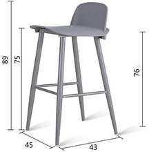 creatività Ampliamento Book Bar seggiolone casa Semplice Cafe Bar Tempo Libero Schienale Sgabello di Metallo Gamba della Sedia Ispessimento 45x75cm XMJ (Color : Grey)
