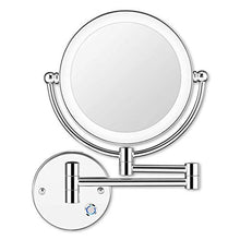 MRJ Specchio Ingranditore da Parete con Luce LED, Hidden Installation Specchietto da Trucco Ingrandimento X5 con Rotazione a 360 °, Luce Regolabile, per Bagno, Toletta, Hotel