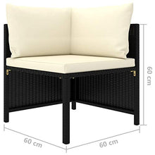 Tidyard Set 4 pz Divani da Giardino Esterno Modulari a 4 Posti in Polyrattan Nero con Cuscini,Divani Modulari,Divani da Giardino Rattan,Divano 4 Posti,Divani Modulari da Esterno