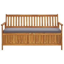 Panchina da giardino con vano portaoggetti e supporto, 148 cm, in legno di acacia