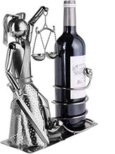 BRUBAKER Supporto per Bottiglie di Vino Justitia con Serpente - Supporto per Bottiglie di Scultura in Metallo - Regalo di Vino con Figura in Metallo per Avvocati, Giudici - con Biglietto D'auguri