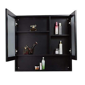 Armadietto da Bagno Mobiletto Pensile Alluminio Governo di Medicina con Lo Specchio, Specchio del Bagno Gabinetto, Governo di immagazzinaggio for Il Bagno (Color : Black, Size : 80x70x12cm)