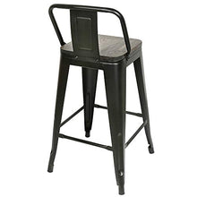 YIZHE 4 Sedie Industrial Sala da Pranzo Sgabelli da Bar industriali in Metallo con Schienale in Metallo Rimovibile, Sedile in Pino Strutturato, Sedie Cucina Supporta Fino a 150KG