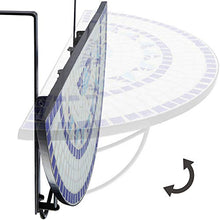 TecTake 800570 Tavolino da Balcone, Mosaico a Ribalta, Piano del Tavolo, in Mosaico di Pietra, Stabile Costruzione - Disponibile in Diversi Colori (Blu-Bianco | No. 402766)