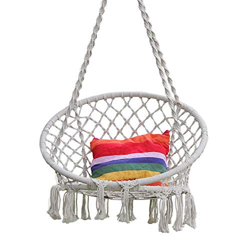 Hi Suyi, amaca grande in corda da appendere, sedia a sdraio in macramè, per interni, esterni, casa, camera da letto, terrazza, cortile, giardino, include ganci senza montaggio a soffitto