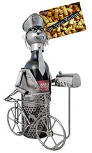BRUBAKER porta bottiglia da vino postino con bicicletta - scultura in metallo con biglietto d'auguri