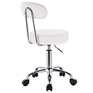 WOLTU® BH34ws-1 Sedie Ufficio Sedia da Scrivania Sgabelli con Schienale Similpelle Cromato Girevole Moderno Bianco 1 Pz